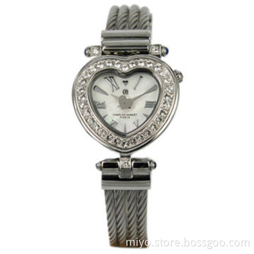 Sweetheart Design Fashion Watch for Ladies, Brass with IPS Plating for Case and Stainless Bangle